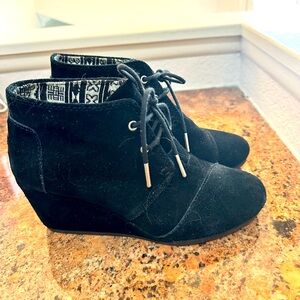 TOMS suede wedge booties